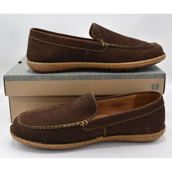 Born Mens Size 13 Naldo Brown Moc Toe Suede Loafers Shoes main image 4